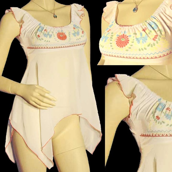 New Y2K Womens Asymmetrical Sheer Top S Made USA Fairycore Boho Fairy Princess - Picture 1 of 8